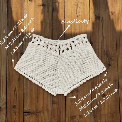 Crochet Swim Shorts Women – Cutout Beach Cover Up Bottoms
