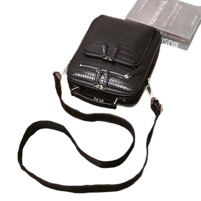 Genuine Leather Crocodile Pattern Men's Messenger Bag
