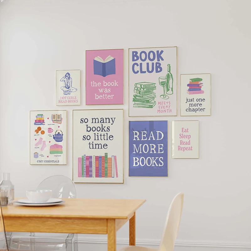 Book Club Wall Art Poster – Retro Reading Print for Book Lovers