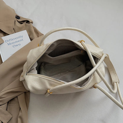 Women's Crinkled Faux Leather Cylinder Shoulder Bag
