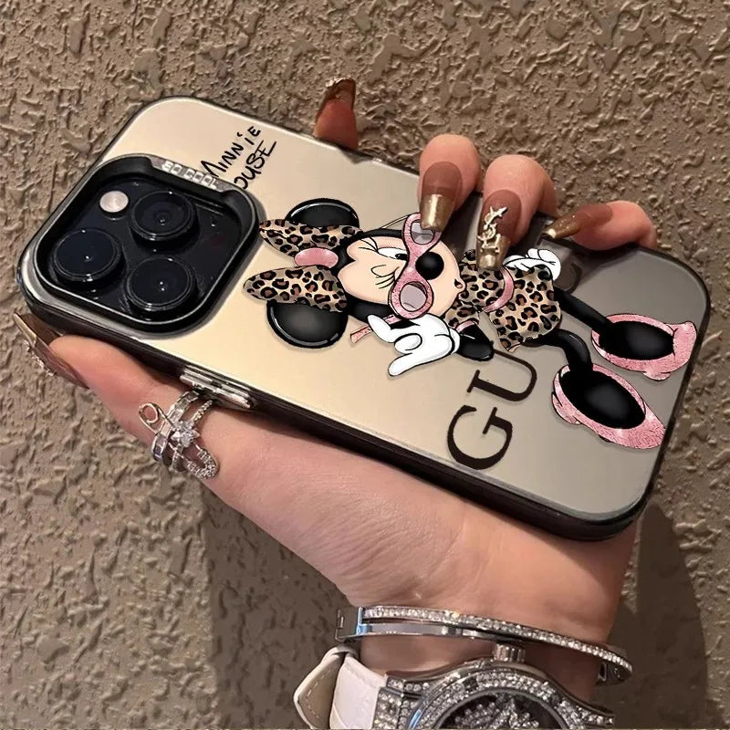 Leopard Print Minnie Mouse Phone Case for Samsung Galaxy S26 S25 S24 S23 S22 S21 S20