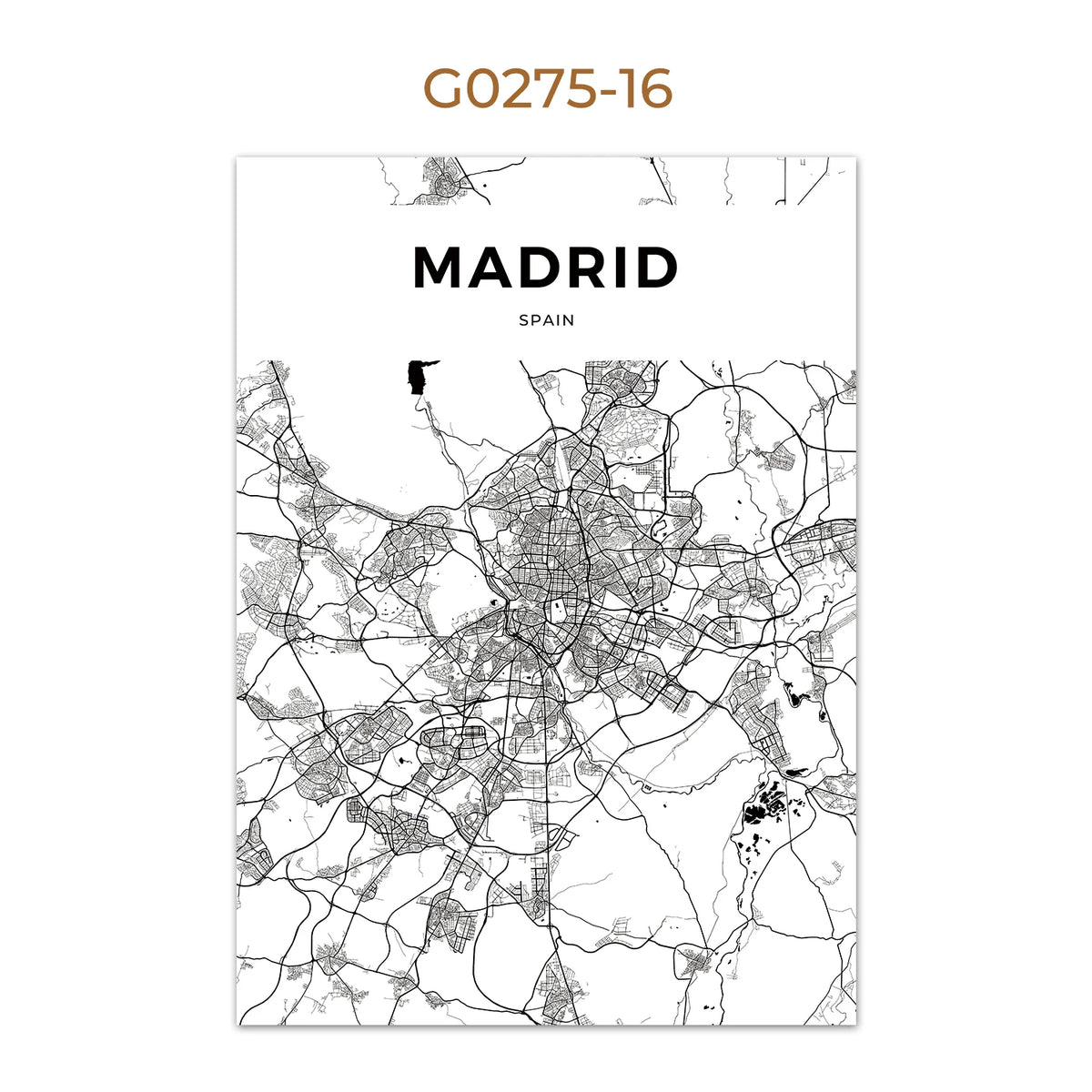 World City Map Wall Art Print – Black & White City Poster