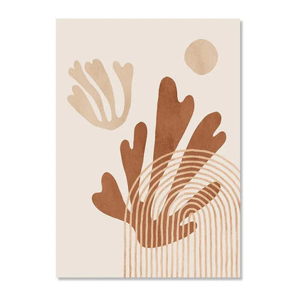 Boho Abstract Geometric Canvas Wall Art Print – Terracotta Beige Decor