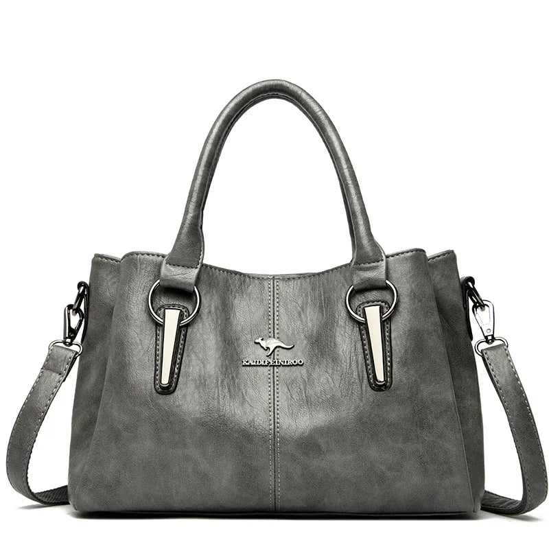 Leather Shoulder Bag – Women's Luxury 3-Layer Crossbody