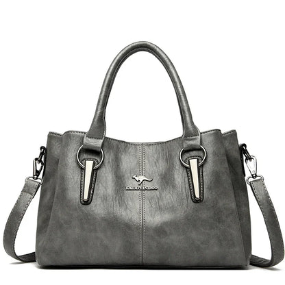 Leather Shoulder Bag – Women's Luxury 3-Layer Crossbody