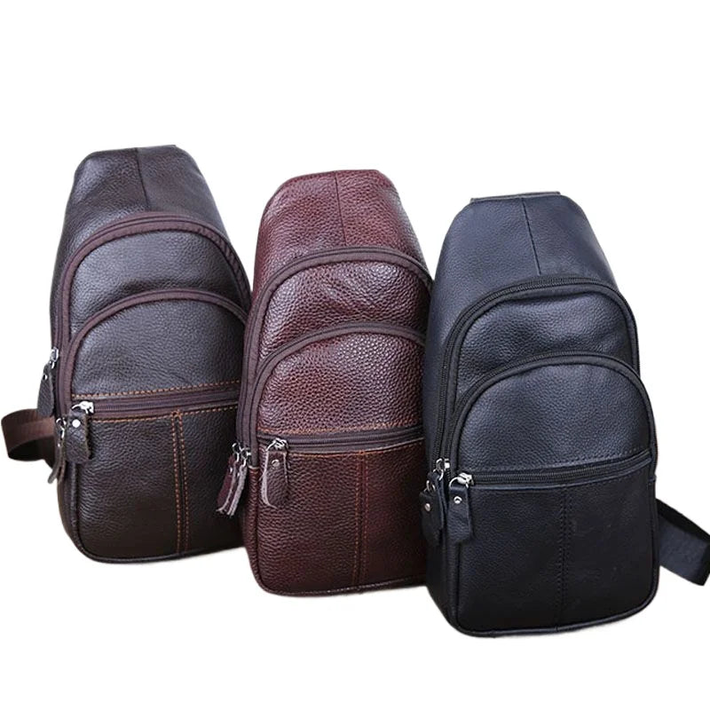 Genuine Leather Crossbody Chest Bag for Men