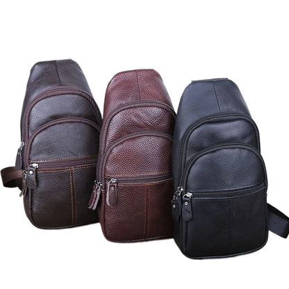 Genuine Leather Crossbody Chest Bag for Men
