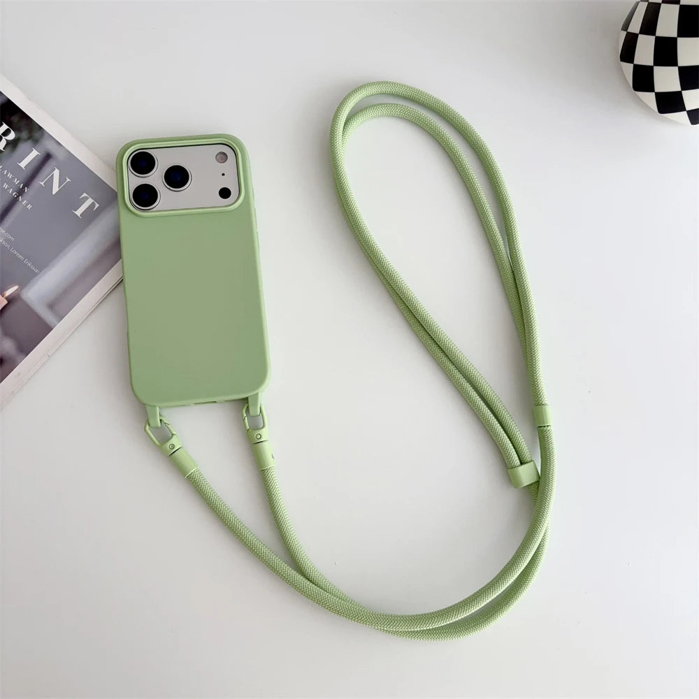 Crossbody Lanyard Silicone iPhone Case with Neck Cord Strap