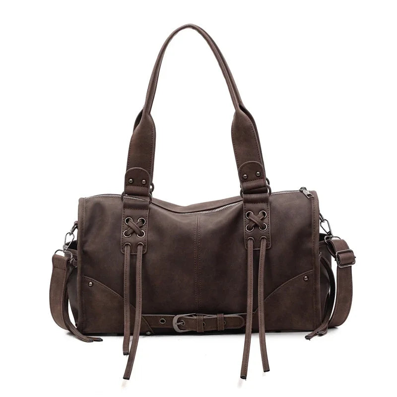 Retro Motorcycle Handbag Women Horizontal Tote