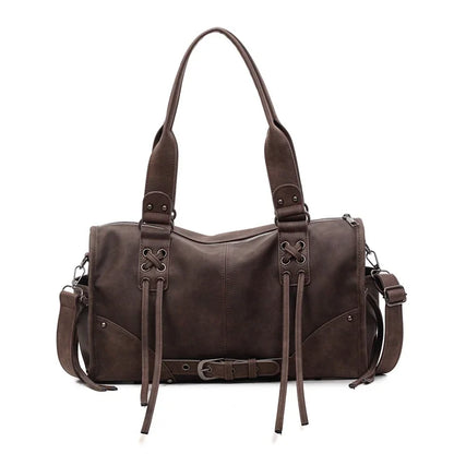 Retro Motorcycle Handbag Women Horizontal Tote