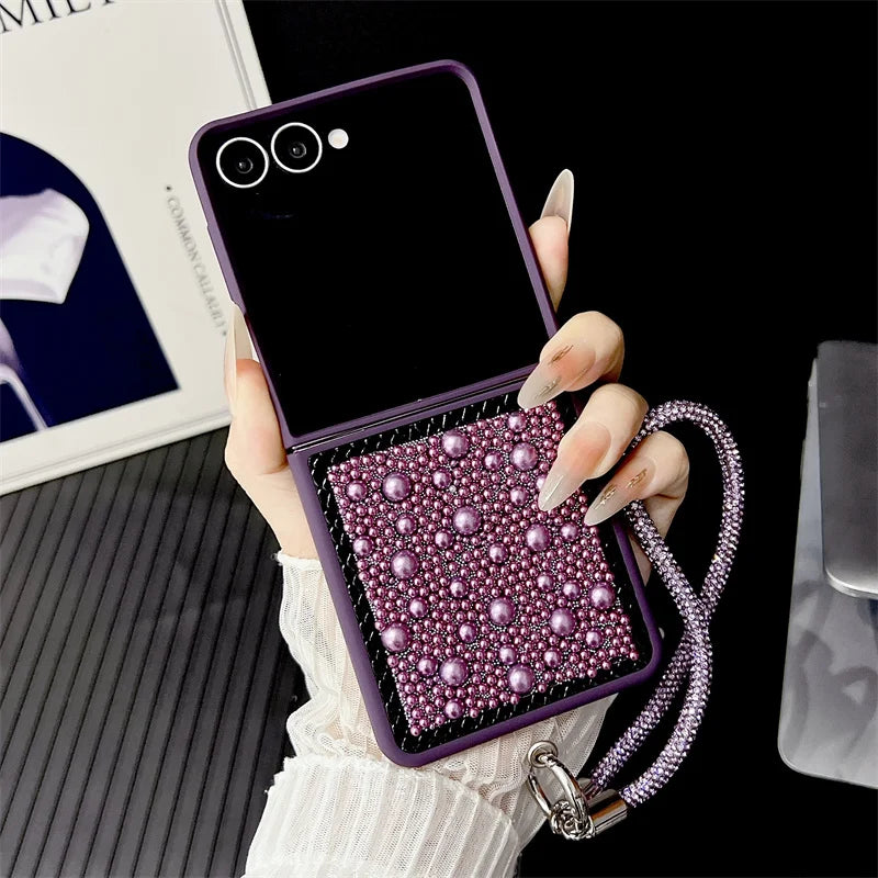 Samsung Galaxy Z Flip Case 3D Pearl Glitter – Luxury Bling Cover