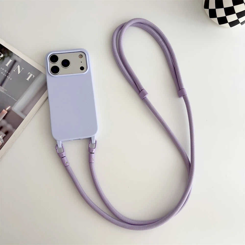 Crossbody Lanyard Silicone iPhone Case with Neck Cord Strap