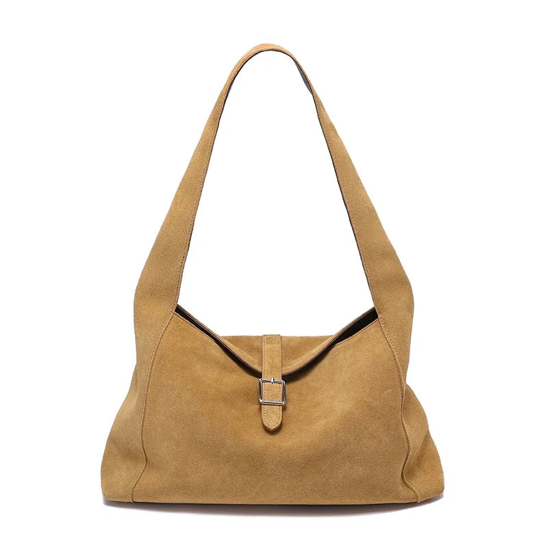 Suede Leather Shoulder Bag for Women – Soft Cowhide Crossbody