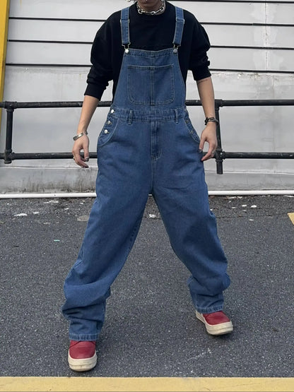 Men's Baggy Denim Overalls – Loose Fit Streetwear Dungarees