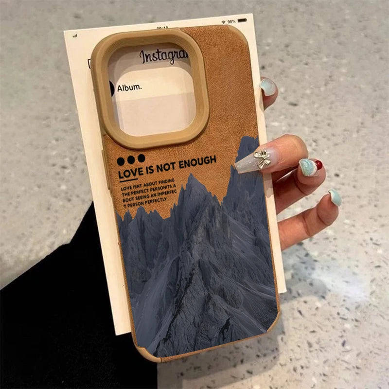 Mountain Scenery Faux Leather iPhone Case – Fits iPhone X to iPhone 17
