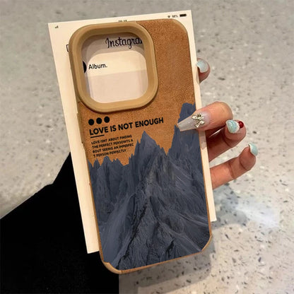 Mountain Scenery Faux Leather iPhone Case – Fits iPhone X to iPhone 17