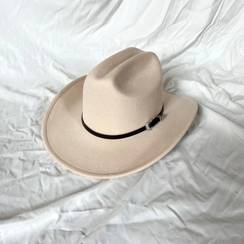 Wide Brim Cowboy Hat – Vintage Western Jazz Hat for Men & Women
