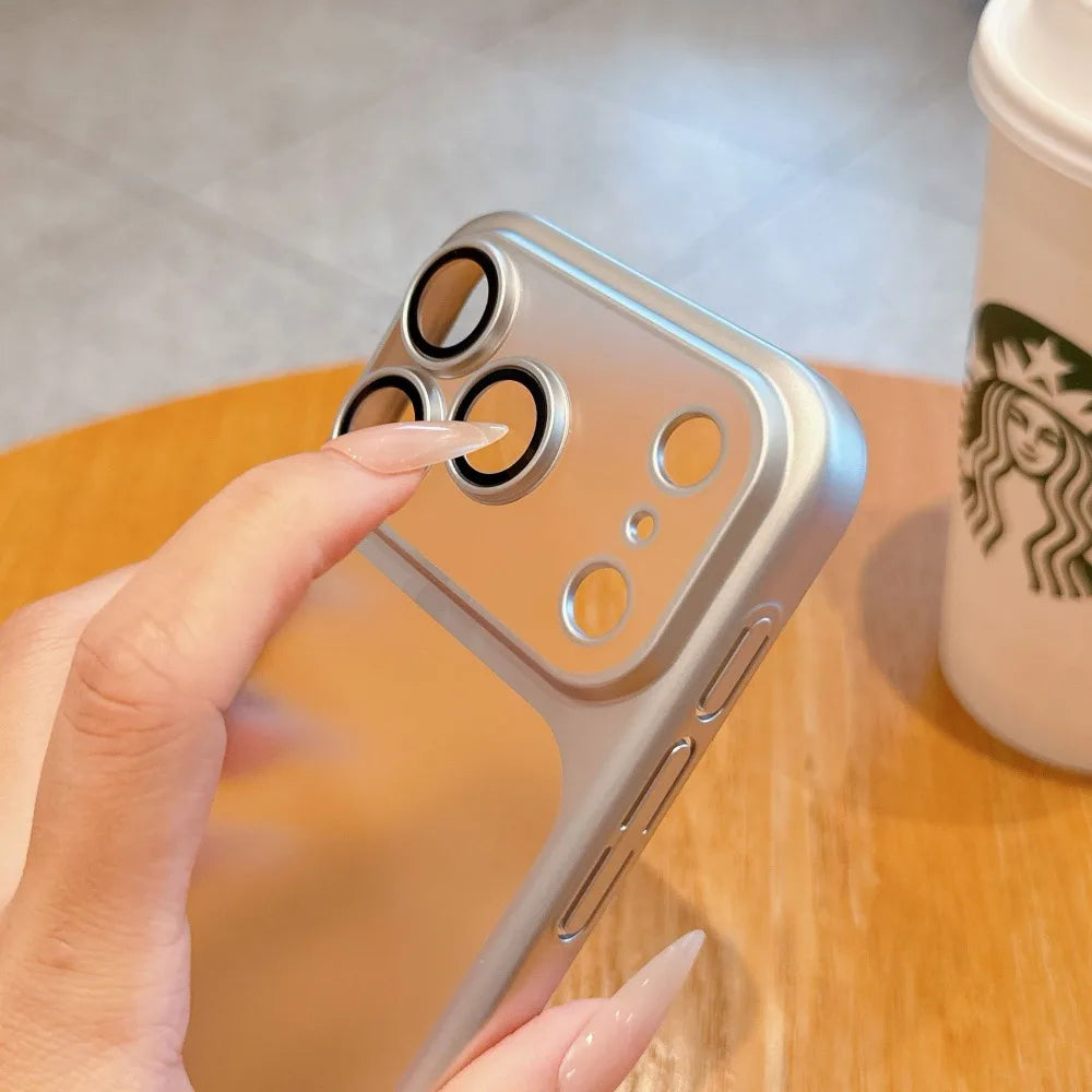 iPhone 17 Series Frosted Translucent Phone Case – Slim Cosmic Plating Cover