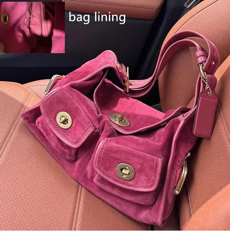 Suede Pillow Shoulder Bag – Large Capacity Crossbody