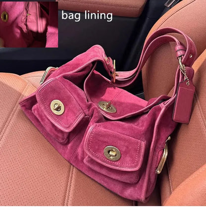 Suede Pillow Shoulder Bag – Large Capacity Crossbody