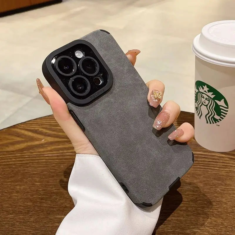 Luxury Matte Leather Silicone iPhone Case – iPhone 11 to 15 Series