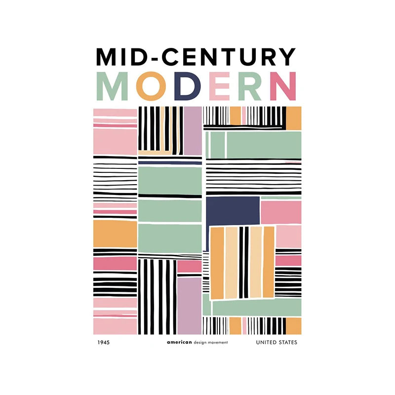 Mid-Century Modern Wall Art Poster – Retro Abstract Geometric Print