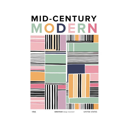 Mid-Century Modern Wall Art Poster – Retro Abstract Geometric Print