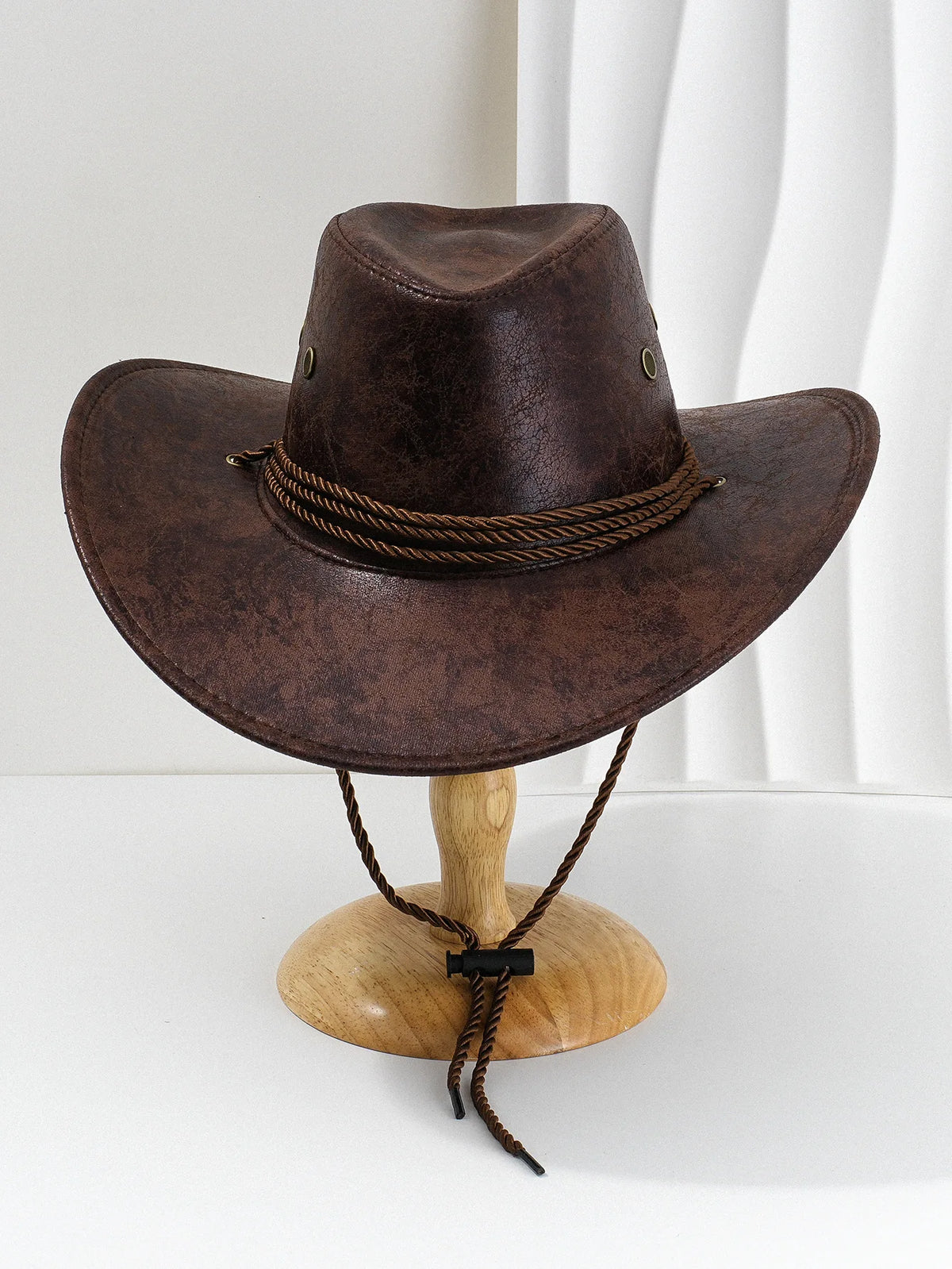 Western Cowboy Hat – Vintage Faux Leather Wide Brim Unisex