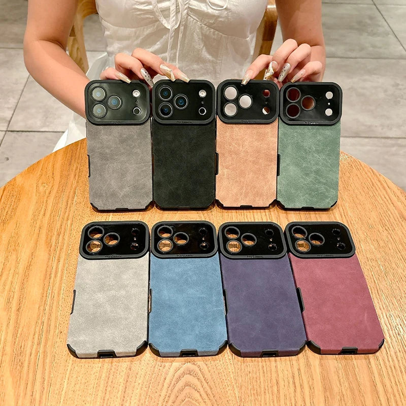 Lambskin Leather iPhone Case – Shockproof Slim Cover