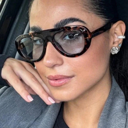 Y2K Retro Pilot Sunglasses – Leopard Frame Unisex Eyewear