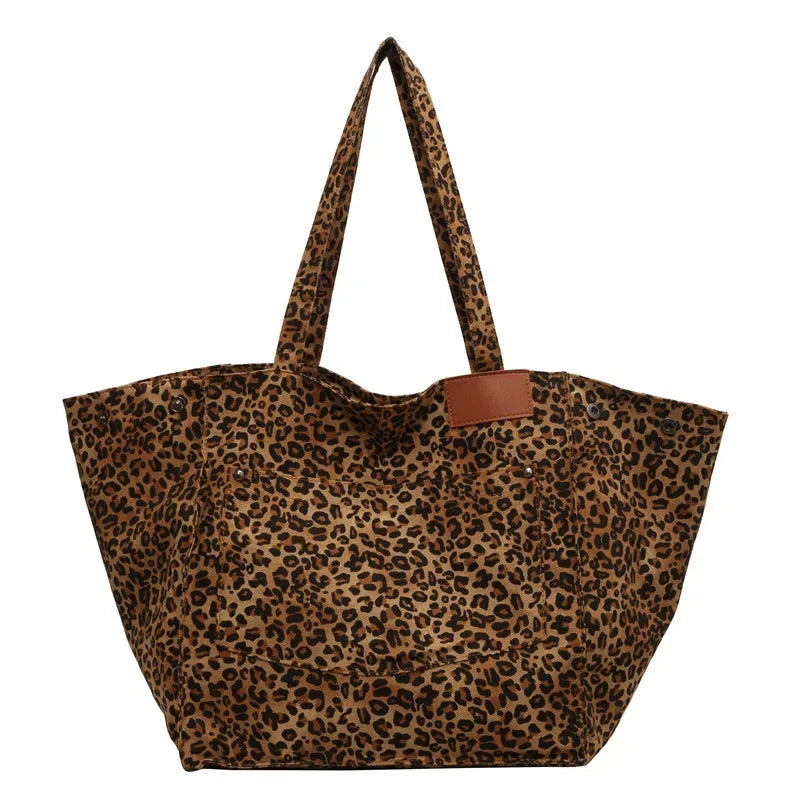 Leopard Design 2026 Korean Fashion Shopper Big Shopping Bag