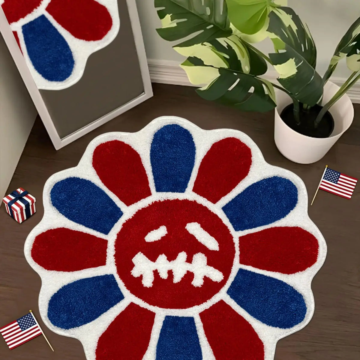 Sunflower Round Rug – Non-Slip Absorbent Floor Mat