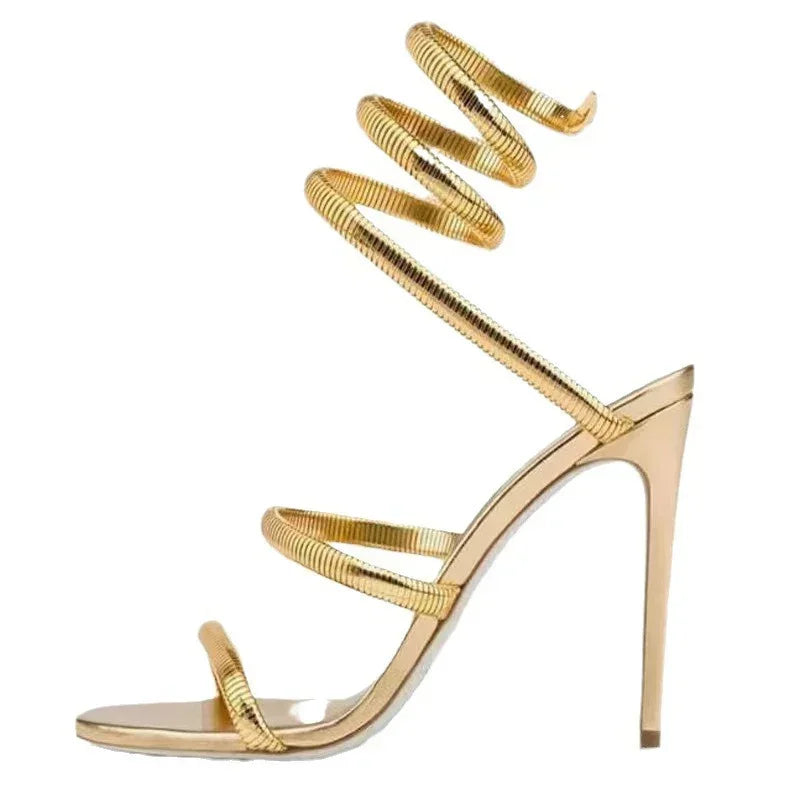 Eilyken Spiral Wrap Ankle Strap Stiletto Sandals – Women's Open Toe Heels