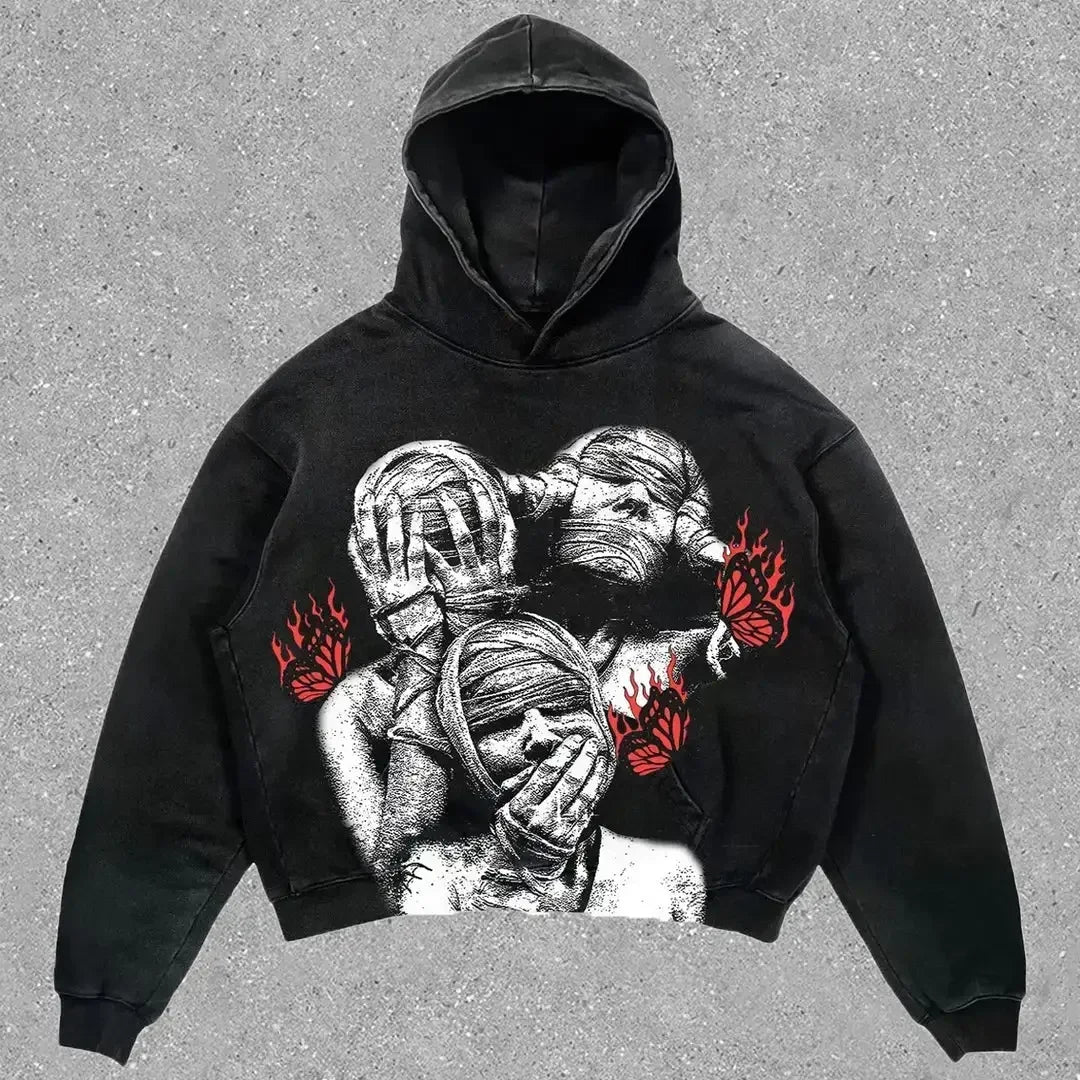 Gothic Graphic Hoodie Women Harajuku Goth Streetwear Sweatshirt