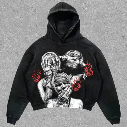 Gothic Graphic Hoodie Women Harajuku Goth Streetwear Sweatshirt