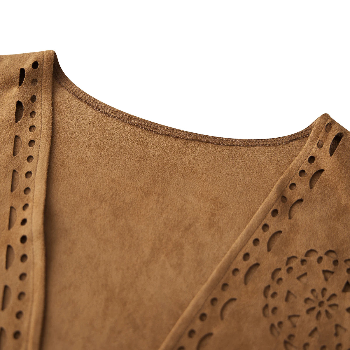 Fringe Faux Suede Vest – Women's Tassel Open-Front Western Jacket