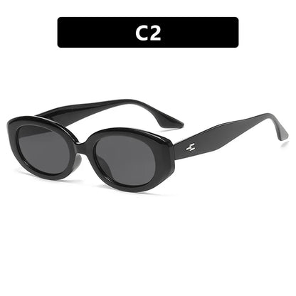 Vintage Oval Cat Eye Sunglasses Women Small Frame Retro
