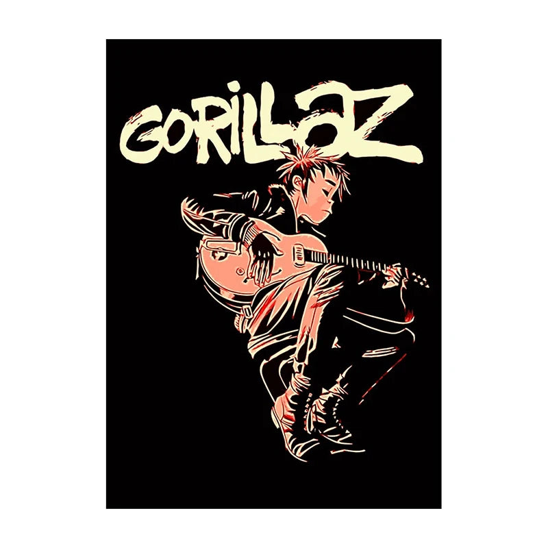 Gorillaz Poster – Anime Rock Band Wall Art Print for Music Fans