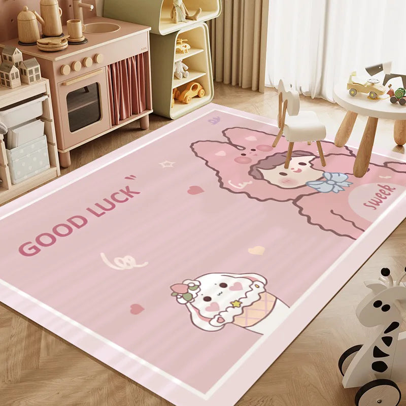 Kids Rainbow Area Rug – Soft Crystal Velvet Playroom Carpet