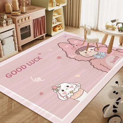 Kids Rainbow Area Rug – Soft Crystal Velvet Playroom Carpet