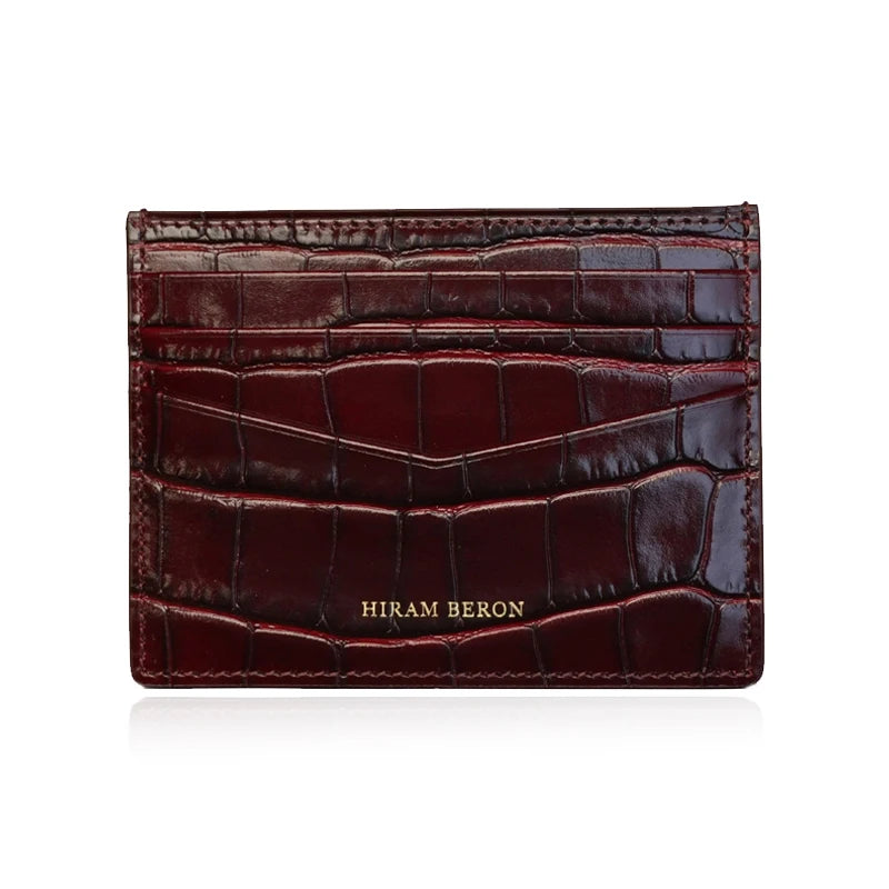 Personalized Crocodile Leather Slim Card Holder Wallet