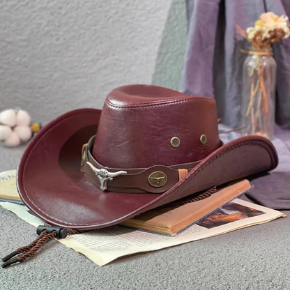 Faux Leather Western Cowboy Hat – Unisex Vintage Style