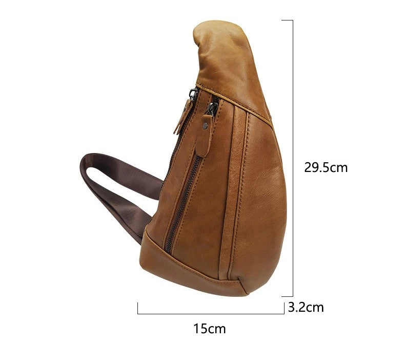 Genuine Leather Men's Sling Chest Bag – Crossbody Pack