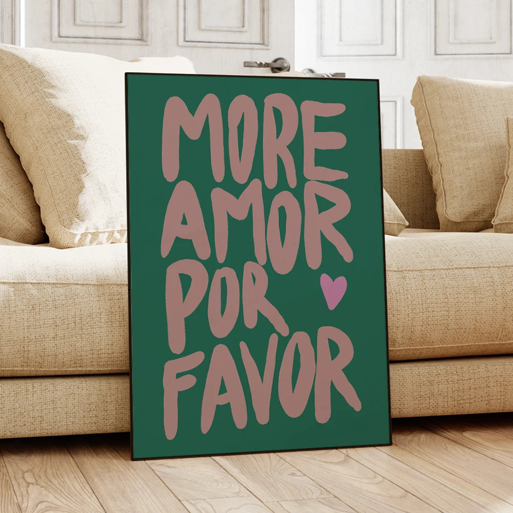 More Amor Por Favor Wall Art Print – Bold Quote Poster