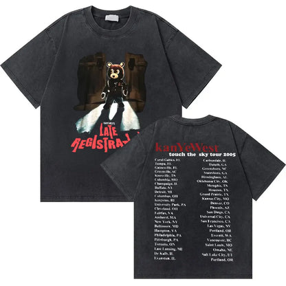 College Dropout Bear Graphic T-Shirt – Washed Vintage Streetwear Tee