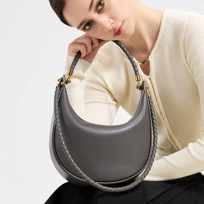 Women's Genuine Leather Shoulder Bag – Luxury Crescent Hobo