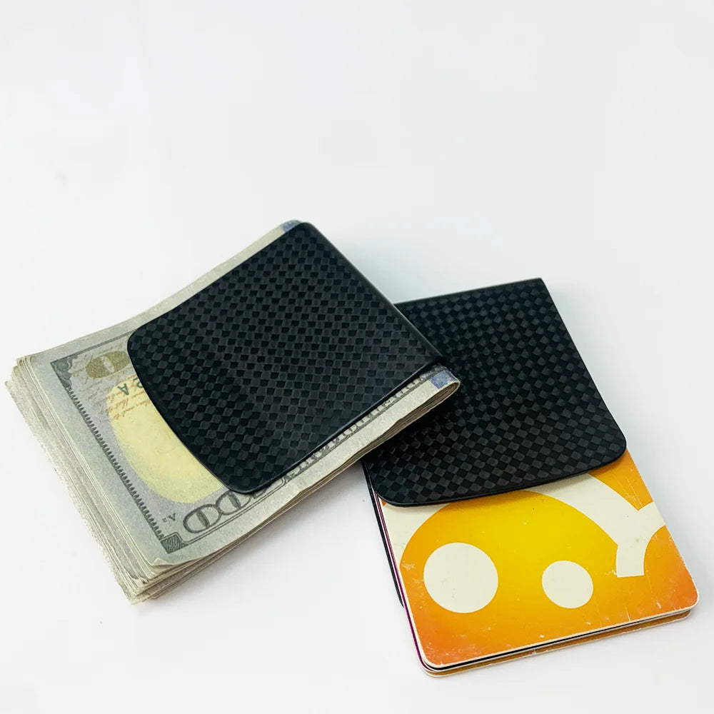 Carbon Fiber Money Clip Wallet – Matte Black Slim Card Holder