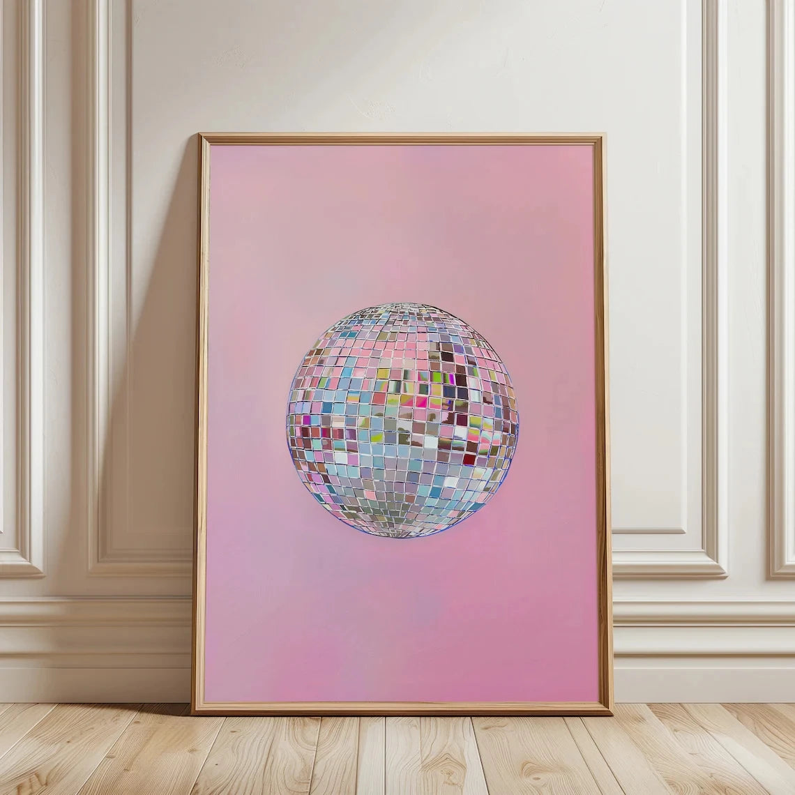 Disco Ball Wall Art Canvas Print – Pink Girly Poster