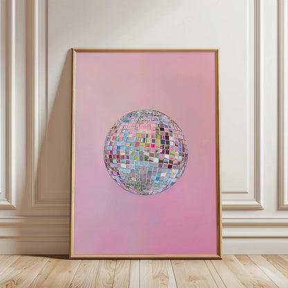 Disco Ball Wall Art Canvas Print – Pink Girly Poster