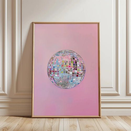 Disco Ball Wall Art Canvas Print – Pink Girly Poster